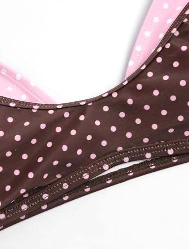 Image of ZAFUL Women's Polka Dot Bikini Tops Double Layer Halter Swimsuit Top Color Block Bathing Suit Top Only