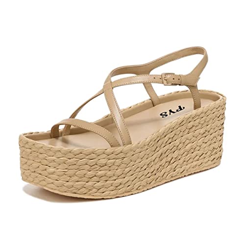 FYS Women Espadrilles Open Toe Platform Sandals Cross Strap Buckle Ankle Slingback Summer Holiday Party Beach Casual Slip On Shoes Size 4-15 US