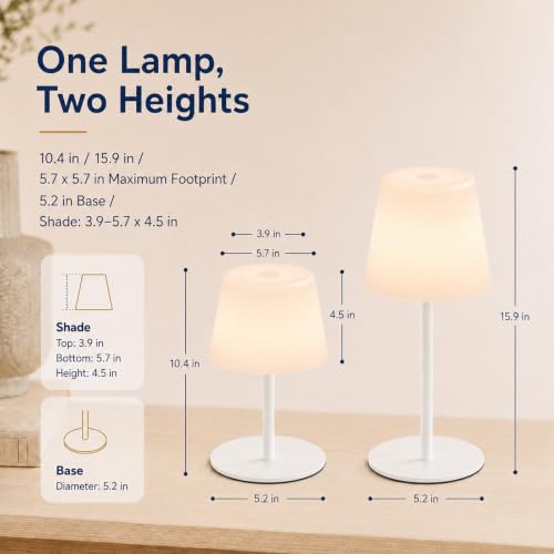 Image of IP65 Waterproof Shower Lamp, Cordless Rechargeable Table Lamp, White