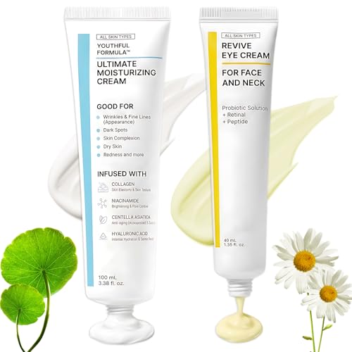 2pcs Deep Korean Moisturiser Youthful Formula Ultimate Moisturizing Cream and Eye Cream Skincare Set For Daily Nourishment for Tightening Dark Circles Puffy Eyes Reducing Fine Lines