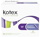 Kotex Natural Balance Security Tampons, Super Plus Absorbency, Double Pack, 36 ct.  (Pack of 6)