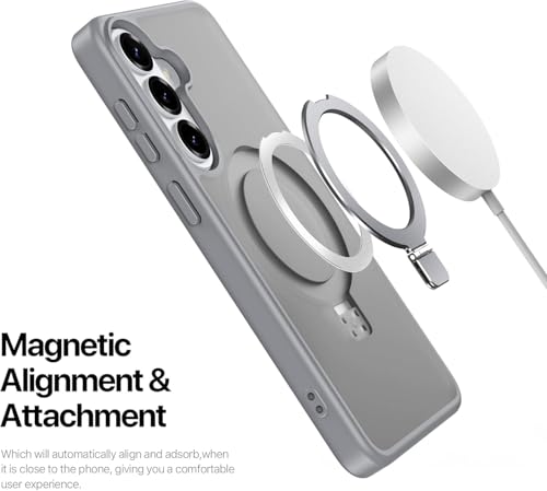 Image of DIZORO Polycarbonate Magnetic Ostand Ring Basic Case Fit Compatible with Samsung Galaxy S26 Case, Compatible with Wireless Charging,Military Grade Drop Translucent Hard Tested Back Cover (Grey)