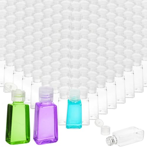 100 Pack 1 OZ Travel Plastic Bottles, Flip Cap Empty Refillable Toiletry Bottle, Mini Clear Hand Sanitizer Bottle, Small Squeeze Sample Container for Shampoo Lotions Liquid Body Soap Cream