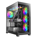 Xilence X818.ARGB XILENT Gleam obudowa komputera gamingowego, 4 x wentylator ARGB 140 mm, ATX Midi Tower Case, szkło akwariowe, z uchwytem na kartę graficzną, płytka sterująca PWM/ARGB, dla dobrego