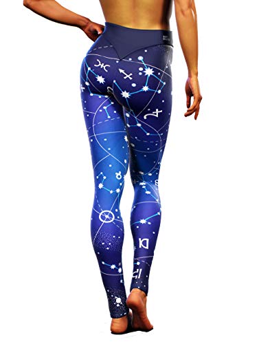 Booty Sculpted Leggings Astrologie Signe du Zodiaque | Pantalon de Yoga Bleu Astral Cosmique pour Femme - Bleu - 32 Cover