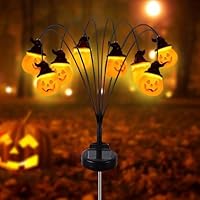 Halloween Deko Licht Outdoor - 2 Stück Geister Solarlampen Mit 6 LED Lichtern