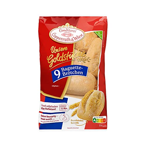 Conditorei Coppenrath & Wiese Unsere Goldstücke, Baguette-Brötchen, 9 x 60g (Tiefgefroren)
