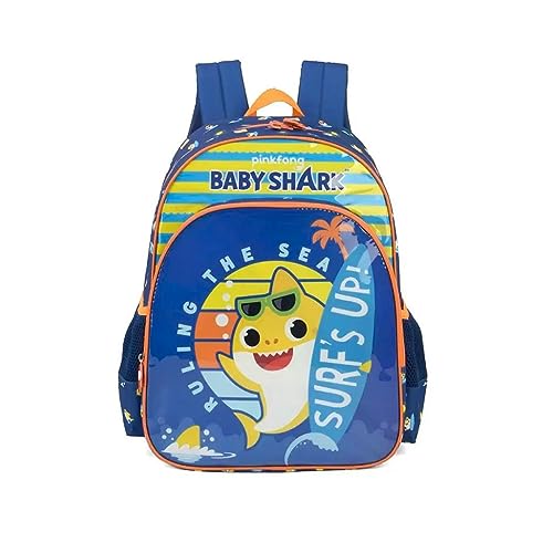 Mochila de Costas Escolar Infantil Baby Shark Big Show Luxcel Cor:Laranja;Tamanho:M