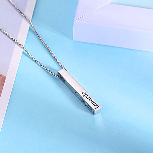 Sterling Silver 3D Engraved Personalized Bar Name Necklace Custom Made Any Name Pendant Necklace3