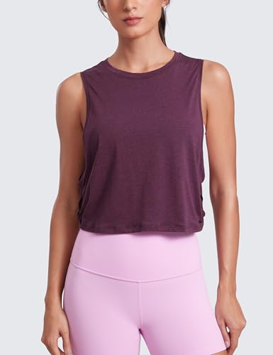 Image of CRZ YOGA Pima Cotton Dropped Armhole Tank | Workout, Naturally Soft, Loose Fit, Crop, Crewneck, Knotted Sides, Sleeveless Tops for Women