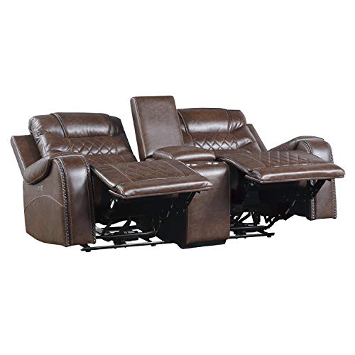 Lexicon Noura Power Double Reclining Loveseat, Brown #TOP4