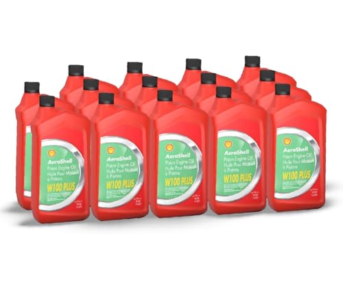AeroShell W100 Plus Aviation Oil – 15 Quart Value Pack | SAE J-1899 Approved, Premium Single-Grade Ashless Dispersant Oil with Advanced Anti-Wear Additives for Aircraft Piston Engines