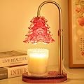 Christmas Tree Shaped Candle Warmer Lamp with Timer & Dimmer – Adjustable Wax Melt Lamp for Jar Candles, Home Decor Accent for Women – 2 Bulbs, Flame-Free & No-Smoke Use (Burgundy)