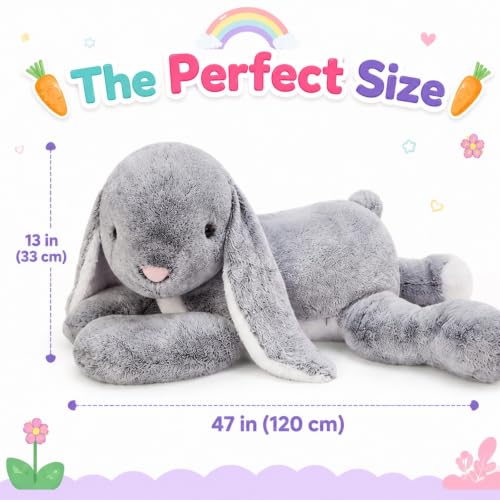 Image of BENINY 47 Inch Giant Bunny Stuffed Animal, Large Easter Rabbit Plush Toy, Big Soft Cuddly Bunny Pillow Gift for Girls, Boys, Kids, Birthday and Christmas