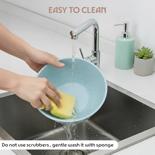 Image of Borosil 2.8 L Round Shape Serving & Mixing Bowl | Made in India Borosilicate Glass Bowl for Kitchen & Dinning | Bowl for Mixing Dough, Salad, Batter, Pasta | Microwave & Dishwasher Safe (Blue)