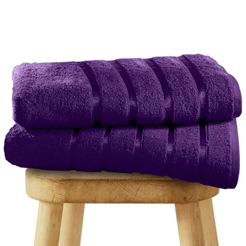 GC GAVENO CAVAILIA 2 Pack Luxury Bath Towels Egyptian Cotton Bath Sheet, Egyptian Cotton Bath Sheet Towel Set, 500 GSM Extra Large Towels For Adults, Quick Dry Shower Swimming Towel, Aubergine