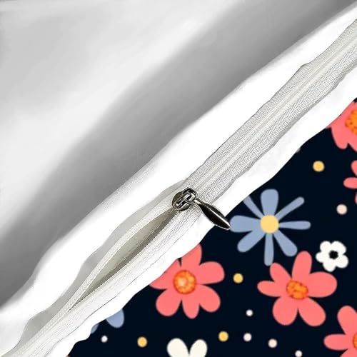 Housse de couette fleurs printanières parure de lit finition fermeture éclair