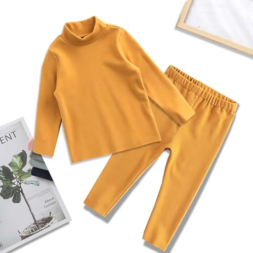Toddler Baby Boys Girls 2-Piece Fleece Sweatshirt Jogger Set outfits Soft Mock Neck Sweater Sweatpants Fall Winter2