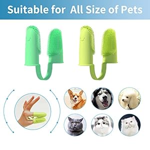 Dog Fingerbrush 2pack Two Finger Toothbrush Kit Cat Tooth Brushing Kit 135° Surround for Easy Teeth Cleaning, Double-Finger Toothbrush Dental Care for Puppies, Cats and Small Pets