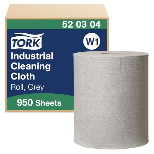 Tork 520304 Industrial Cleaning Cloth / 1 Ply Multipurpose Disposable Cotton Towel Suitable Suitable for W1 Wipers System / Grey / 1 x 361m / Ø 38cm