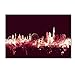 London England Skyline Maroon by Michael Tompsett, 12x19-Inch Canvas Wall Art