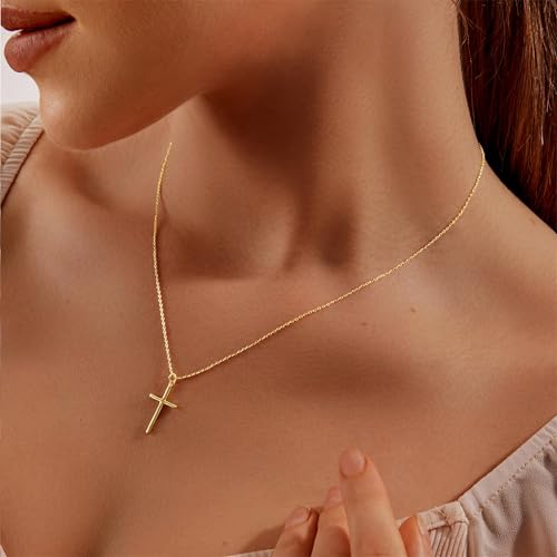 Luxval Cross Necklace for Women -Dainty 14K Gold Plated Cross Necklace Layered Gold Cross Necklace Cross Choker Necklace Gold Cross Necklaces for Women Trendy Gold Jewelry Gifts for Women4