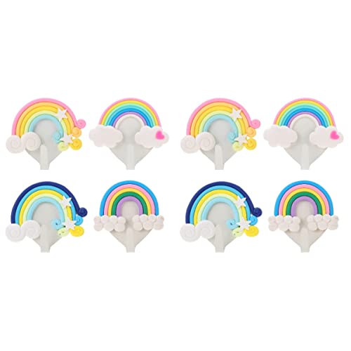 Perchas 8 piezas arco iris corazón gancho pared llavero gancho colgador decoración corona colgador cartera para llaves niños percheros gancho