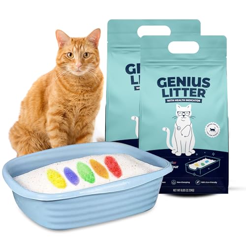 Genius Litter Health Monitoring Cat Litter Featured on Shark Tank Lightweight Crystal Silica Gel Non Clumping Dust Free Low Tracking Odor Control for Indoor Cats and Kittens 2 Bag (12lb)