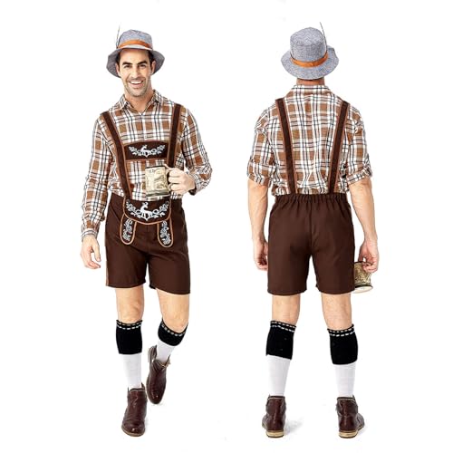 Pantalon en cuir Oktoberfest marron pour homme costume bière original