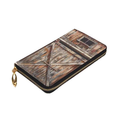 Barn Door Printed Long Wallet for Women Men Cute PU Leather Wallet with Coin Purse and Credit Card Holder3