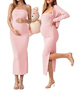 maternity maxi dress with cardigan SUNNYBUY Baby Shower Maternity Tube Dress Short Cardigan Bodycon Ribbed Maxi  Dress Casual 2 Piece Pregnancy Outfit Set, Dark Pink Petite S at Amazon  Women's Clothing store