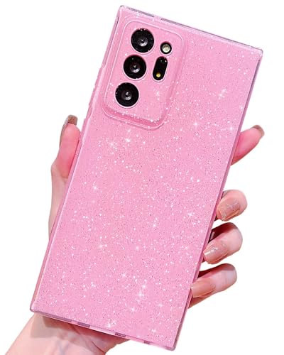 MINSCOSE Compatible with Samsung Galaxy Note 20 Ultra 5G Case,Cute Bling Glitter Thin Slim Shockproof TPU Sparkly Cover for Women Girl for Galaxy Note 20 Ultra 6.9 INCH-Pink