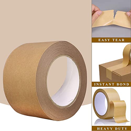 Image of SECUREMENT Paper Tape Plain Biodegradable Green Recyclable Craft Tape (50 mtr length) (3 inch INCH, 48 Tape Rolls)
