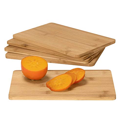 RSW24 5er Set Frühstücksbrettchen | 25 x 17 cm | Bambus | Schneidebrett | Pflegeleicht Messerschonend | Natur-Holz | Brotzeit-Bretter Cover