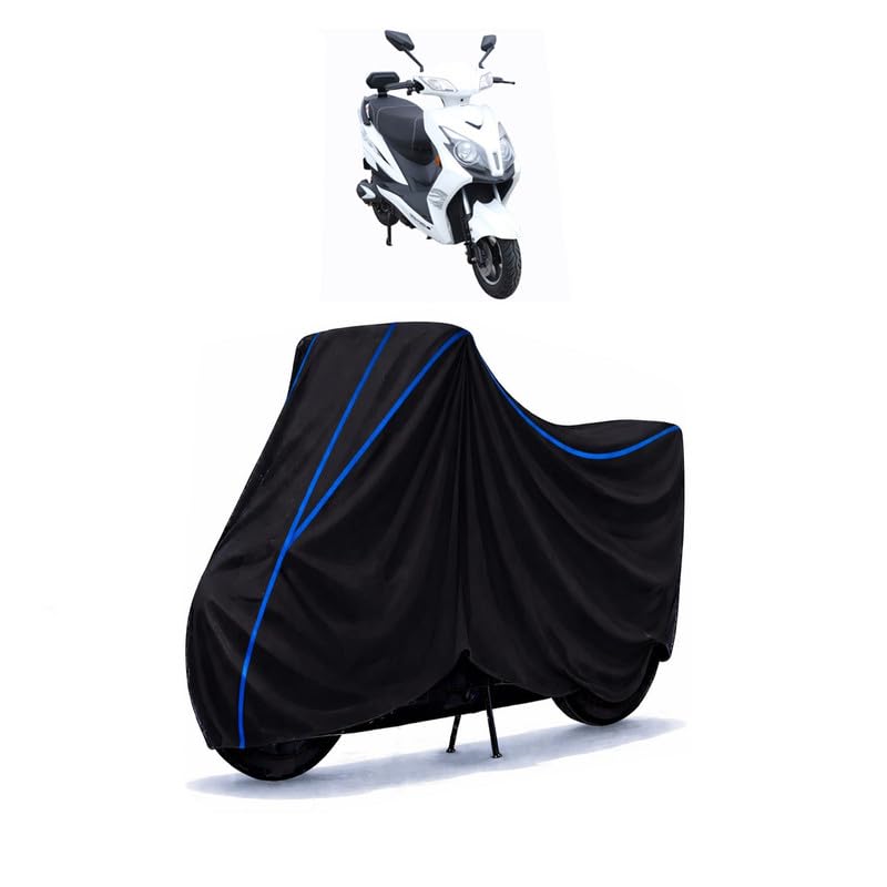 Image of Scooty Cover Water Resistant for Crayon Envy | Universal Scooter & Bike Cover | Heavy Duty UV Dust, Rain & Scratch Protection | Elastic Fit All Weather Indoor Outdoor | Black with Blue Piping