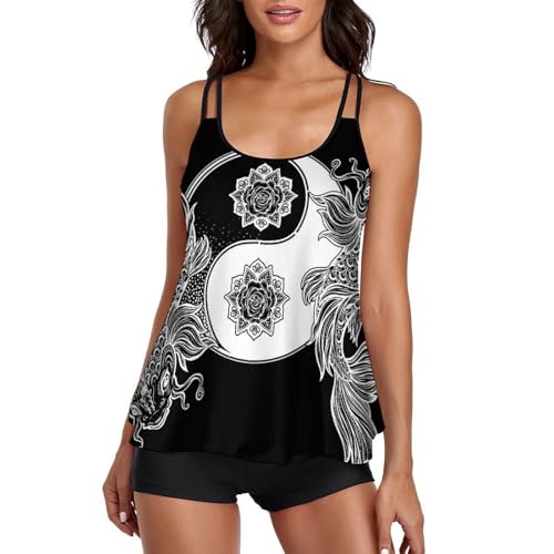 Maillot de bain tankini femme masquant le ventre avec short de garçon