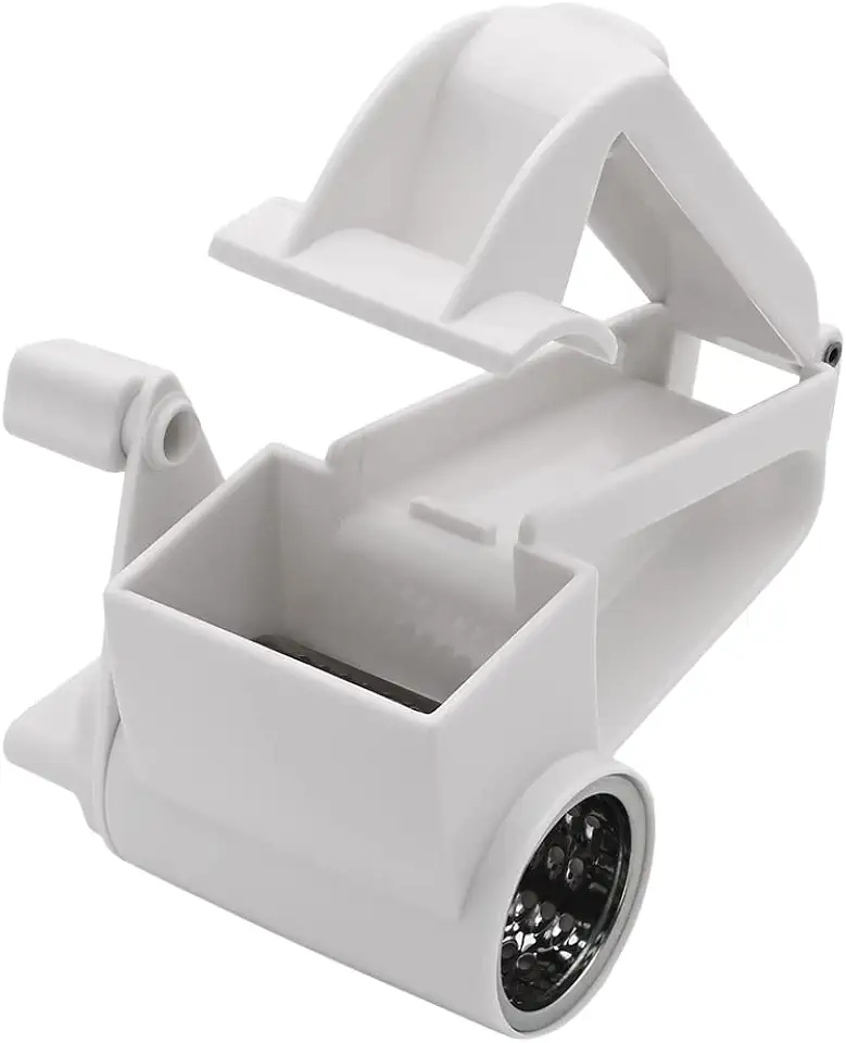 Mimo Style Ralador de Queijo Manual Branco 14,5cm, Feito de Polipropileno e Aço Inoxidável. Economiza Tempo e Esforço. Resistente e Durável, Perfeito Para Queijos, Chocolate, Nozes, Amêndoas
