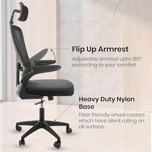 Image of Black | High Back Imported Mesh Fabric Boss Office Chair | Y Design Ergonomic Back Support | 2D Aero Design Adjustable Armrests | Synchro Tilt Lock Mechanism | Adjustable Lumbar