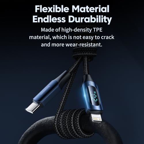 Image of INICIO Type C to iPhone 20W PD LED Display Cable 2m /6.6ft, USB C To iOS Light-ning 8 Pin Fast Charging Cord For iPhone 14 13 12 Pro Max 14 Plus SE 11 Pro XS XR iPad 9 8 7