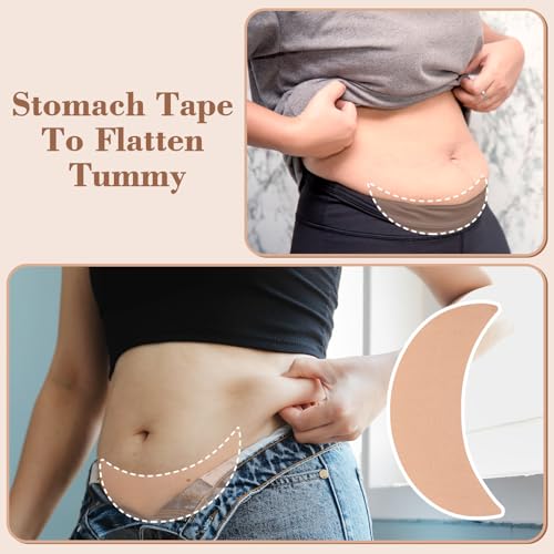 Geiserailie 30 Pcs Tummy Tape Precut Kinesiology Elastic Belly Tape for Tummy Lift Leg Back Fat Lift Body Stoma Backless Dresses Wedding Pregnancy4
