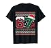 Funny 67 Meme Six Seven Christmas Red Plaid Pajama Tee T-Shirt