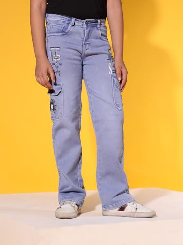 Image of Sky Heights Boy's Solid Cargo Jeans Mid Rise Regular Fit