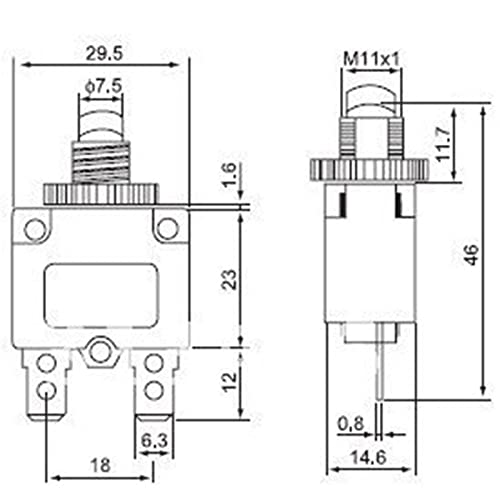 Disyuntor térmico de 8A con botón de rearme manual y protección contra sobrecargas en kit de 10 5