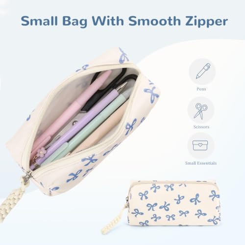 Image of Coquette Backpack Set, Cute Kawaii Aesthetic Daypack Bow Rucksack (A02 Bow Blue)