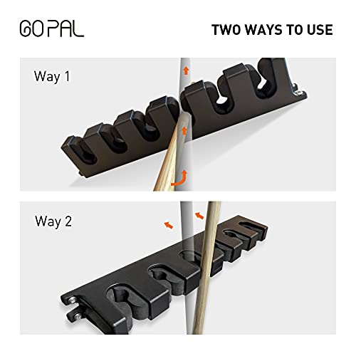 Go Pal Cr1 Pool Stick Holder, 6 Pool Cue Rack Wall Mount, Solid Plastic Billiard Cues, Pool Table Accessories #TOP2