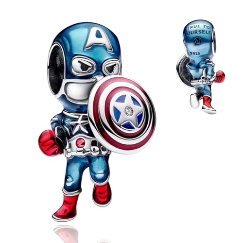 Image of S925 Sterling Silver Cartoon Anime Charms Pendant, Character Figures Dangle for Bracelet Necklace, Gifts for Mom Girlfriend Family, Valentine's Birthday Christmas Anniversary Jewelry