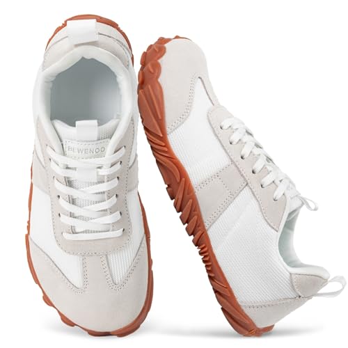 Bewenoo Wide Toe Trail Running Shoes(White Grey 7.5Women/6Men)