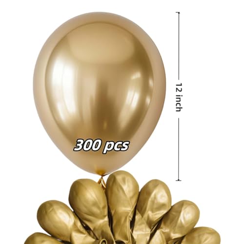 Image of 300 Pcs Gold Metallic Chrome Balloons 12 inch Gold Helium Party Balloon for Wedding Baby Shower Christmas Birthday Party Decoration