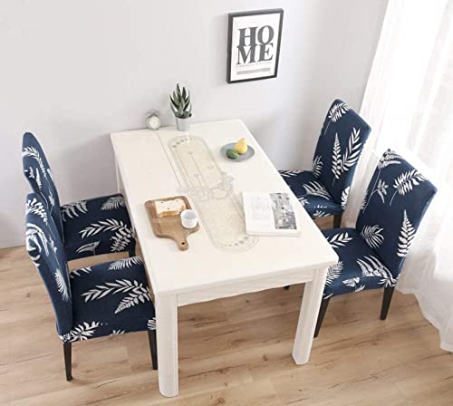 Image of House of Quirk Elastic Chair Cover Stretch Removable Washable Short Dining Chair Cover Protector Seat Slipcover (Pack of 1, Dark Blue Petals)