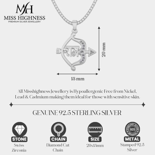 Image of Miss Highness 925 Sterling Pure Silver Pendant for Men & Women, Religious Pendants, Without Chain, Silver Jewellery with Authenticity Certificate, Birthday, Anniversary, Gift for Husband and Boyfriend